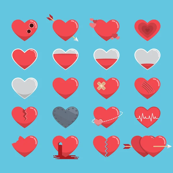 Icono de corazones rojos para el Día de San Valentín — Archivo Imágenes Vectoriales