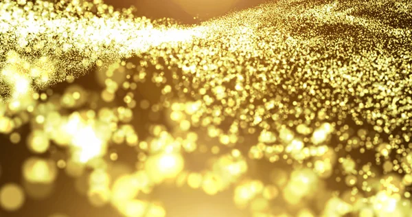 Gold particle wave with light flare — Stock Photo, Image