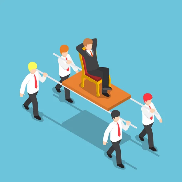 Isometric businessman carrying his boss — Stock Vector