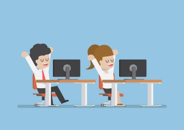 Germe ve masa başında rahatlatıcı işadamı