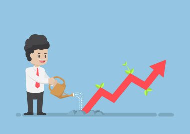 İşadamı sulama iş grafik bu büyüme ile Grou