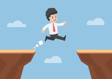 Cliff arasında Aralık ile işadamı sıçrama