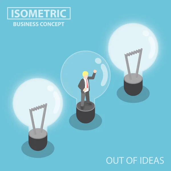 Isometrisk Business svällning inuti trasig glödlampa — Stock vektor