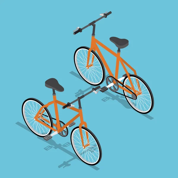 아이소메트릭 오렌지 자전거 생태 교통 — 스톡 벡터