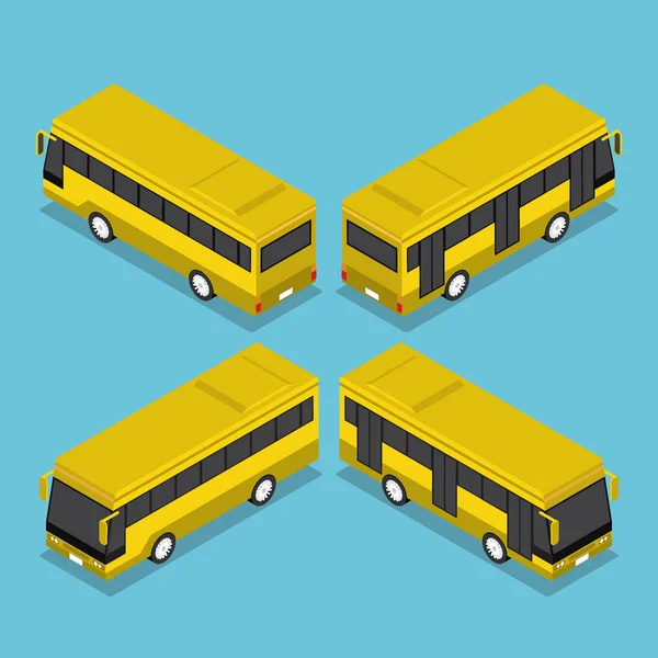 Flat 3d Isometric Public Transport Bus Service — Stock Vector