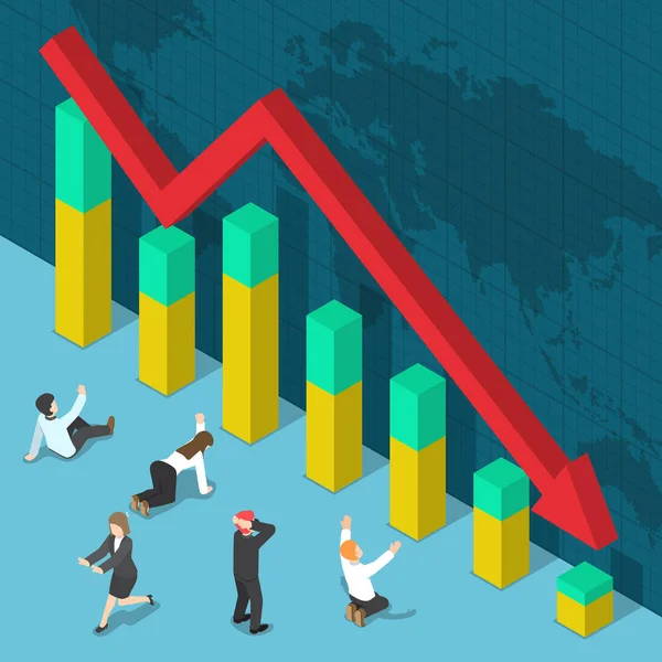 Zakenman geschokt wanneer Business grafiek Falling Down — Stockvector