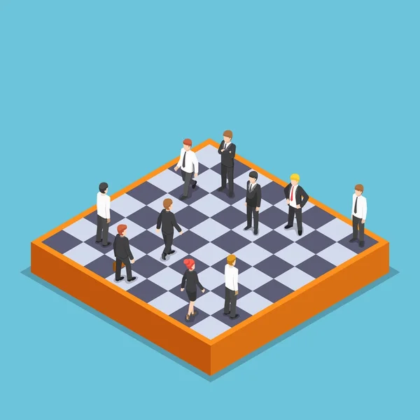 Izometrické podnikatel hraje šachy podnikání. — Stockový vektor
