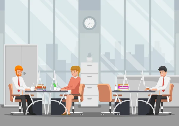 Homme d'affaires travaillant dans un bureau moderne. — Image vectorielle
