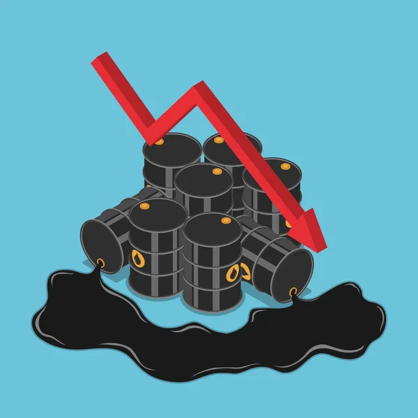 İzometrik petrol varil düşen grafik ile. — Stok Vektör