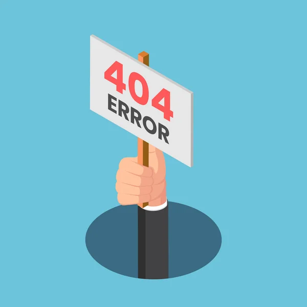 Lapos Izometrikus Üzletember Kéz Jön Lyukból 404 Hibajellel 404 Error — Stock Vector