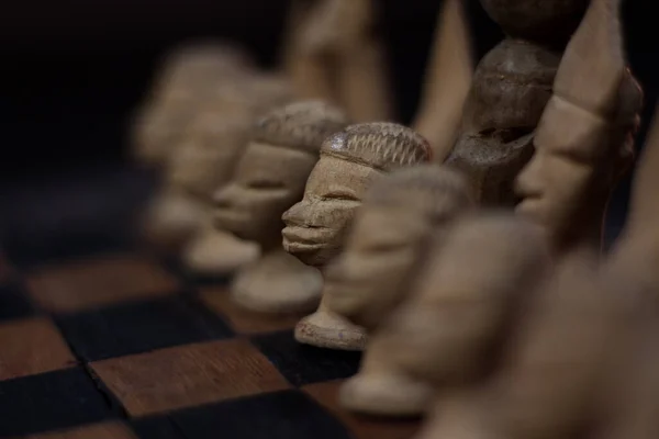 stock image African chess. Tanzanian woodwork