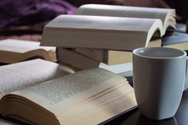 Okuma öğleden sonra. Karantina zamanı. Coronavirus. Karantina ölçümleri.