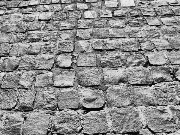 Vecchie Pietre Pavimentazione Prospettiva Primo Piano Sfondo Bianco Nero — Foto Stock