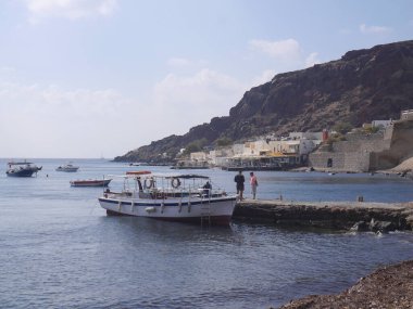 Akrotiri, Santorini / Greece - October 11, 2018: Landscape with a coast near Akrotiri.