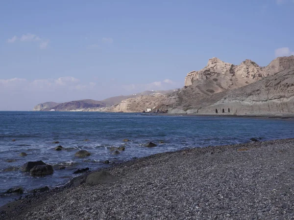 Landschaft Mit Strand Der Küste Bei Akrotiri Santorin Griechenland — Stockfoto