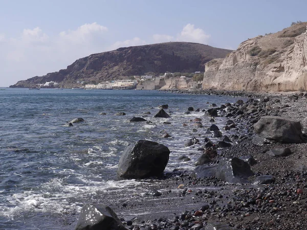 Landschaft Mit Strand Der Küste Bei Akrotiri Santorin Griechenland — Stockfoto