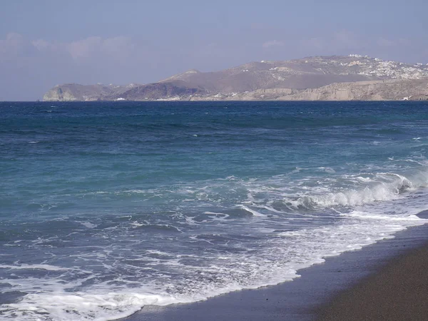 Krajobraz Plażą Wybrzeżu Pobliżu Akrotiri Santorini Grecja — Zdjęcie stockowe