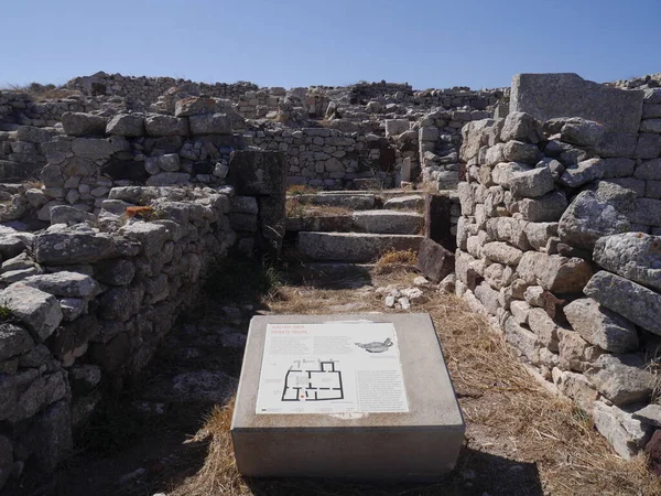 Tehra Mesa Vouno Santorini Grecia Octubre 2018 Las Ruinas Antigua — Foto de Stock