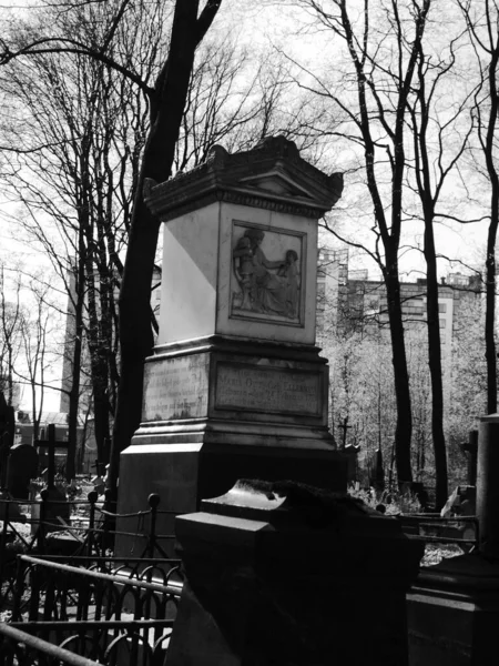 St. Petersburg / Russia - 06.05.2018: Smolenskoye  Lutheran Cemetery.