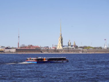 Saint-Petersburg / Russia: 05.09.2018: View of the Peter and Paul Fortress from the Neva River on a sunny day.