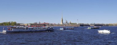Saint-Petersburg / Russia: 05.09.2018: View of the Peter and Paul Fortress from the Neva River on a sunny day.