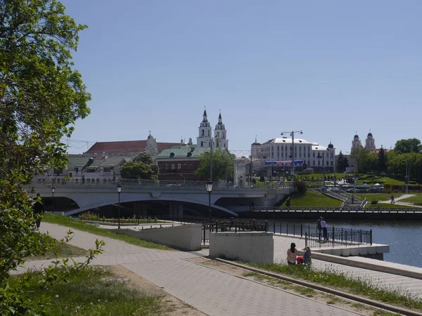 Paysage Urbain Avec Rivière Svislach Minsk Bélarus — Photo