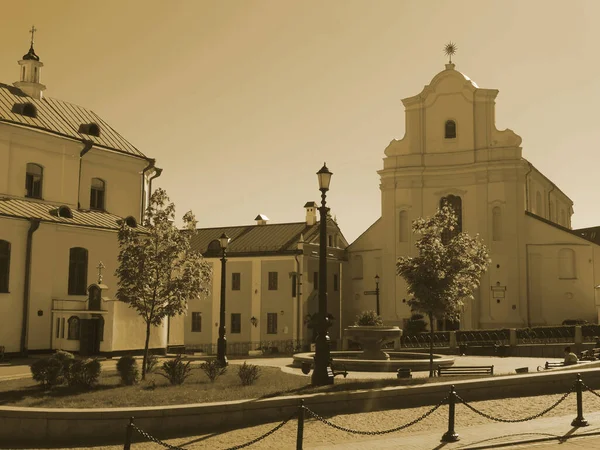 Paisaje Urbano Ciudad Alta Centro Histórico Minsk Día Soleado Belarús — Foto de Stock