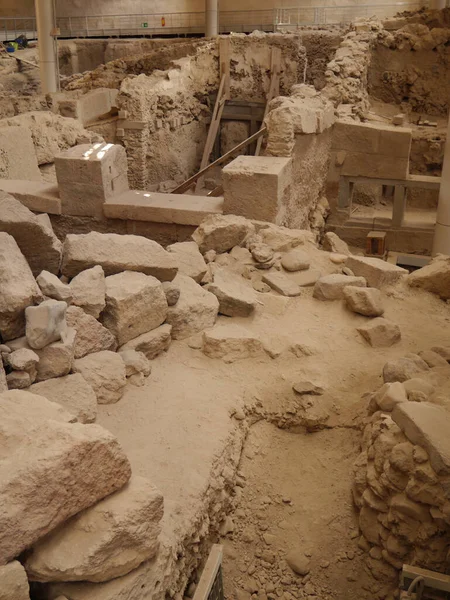 Sitio Arqueológico Akrotiri Con Acceso Para Público Herencia Griega Isla — Foto de Stock