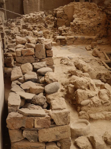 Sitio Arqueológico Akrotiri Con Acceso Para Público Herencia Griega Isla — Foto de Stock
