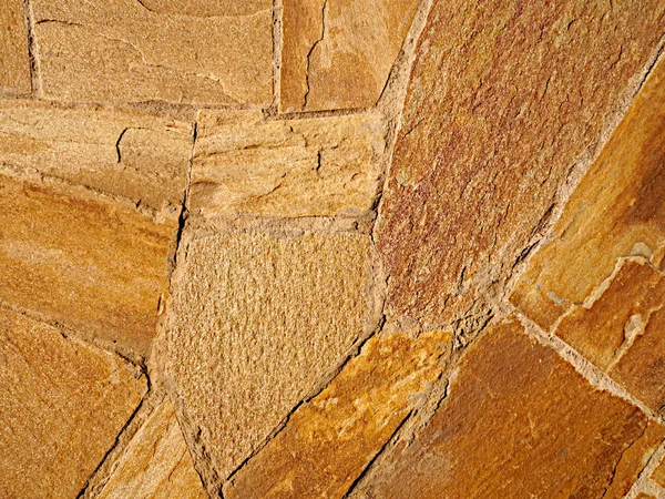 Ocker Goldmauerwerk Aus Steinplatten Hintergrund Textur — Stockfoto