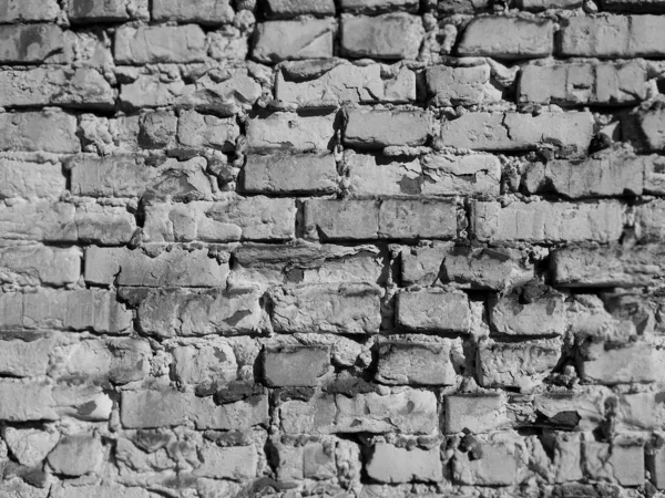 Vecchio Muro Mattoni Sporchi Primo Piano Bianco Nero Sfondo — Foto Stock
