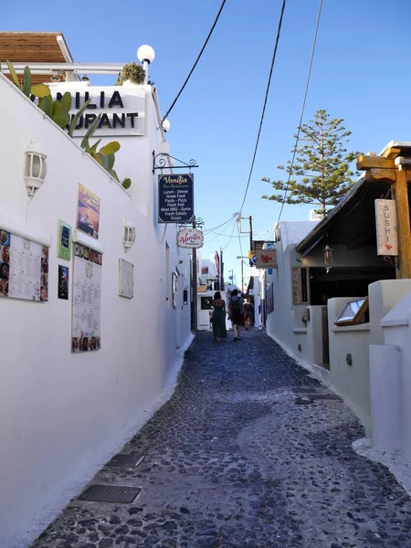 Rues Fira Une Ville Célèbre Sur Île Santorin Grèce — Photo