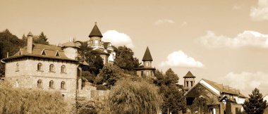 Buky köyündeki peyzaj parkı. Ukrayna 