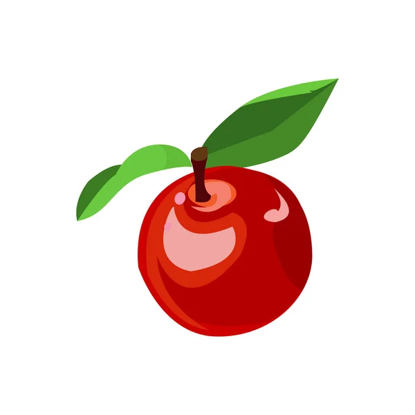 Červené jablko na bílém, vektorové ilustrace, kreslený styl — Stockový vektor