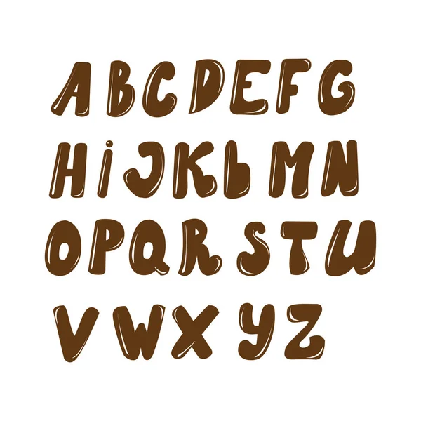 Alfabeto inglês vetorial, desenhado em estilo chocolate — Vetor de Stock