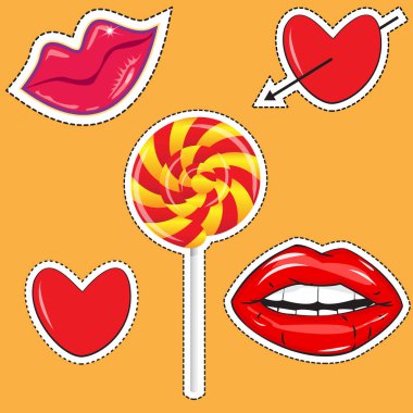 Kalpler, parlak dudaklar ve tatlı karamel ile moda sopa