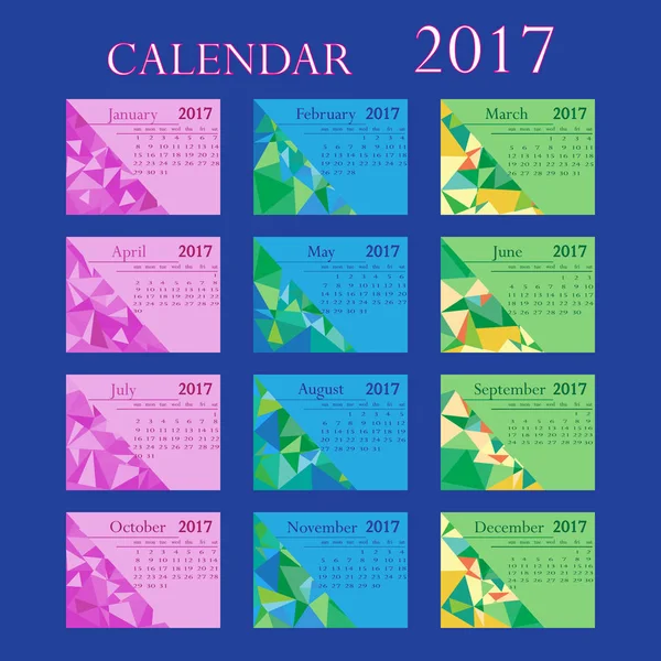 Календар 2017 року. Геометричний стиль. Векторні ілюстрації — стоковий вектор