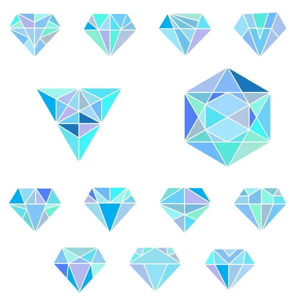 L'ensemble des formes géométriques linéaires. Hexagons, triangles, cristaux — Image vectorielle