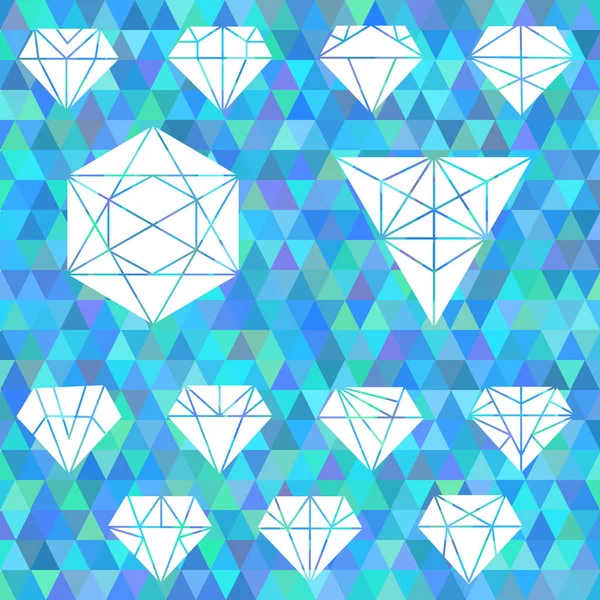 El conjunto de formas geométricas lineales. Hexagones, triángulos, cristales — Vector de stock