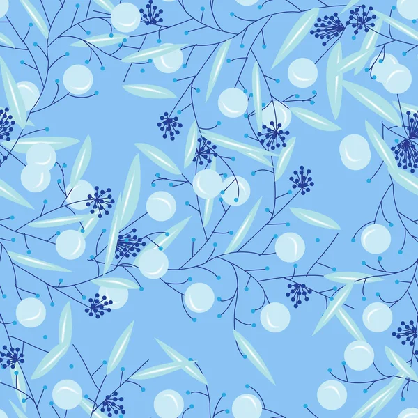 Nahtlose abstrakte Blumenmuster blau und hellblau Blätter auf l — Stockvektor