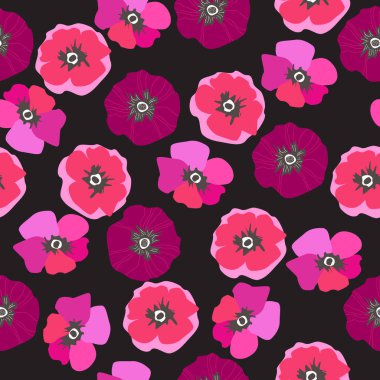 Poppies, çiçek arka plan ile Seamless modeli. İskandinav 