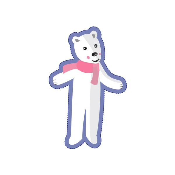 Adesivo animali divertenti. Illustrazione vettoriale di simpatico orso polare — Vettoriale Stock