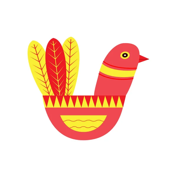 Fantástico pájaro folklórico en el estilo escandinavo para tarjetas de diseño , — Vector de stock