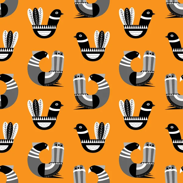 Fantezi kuşlar İskandinav tarzı ile Dikişsiz desen vektör Il