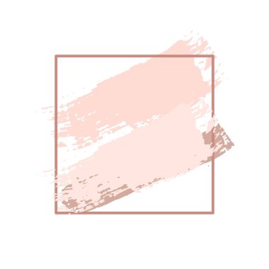 Fırça darbeleri ve beyaz arka plan üzerinde kare doğrusal altın çerçeve