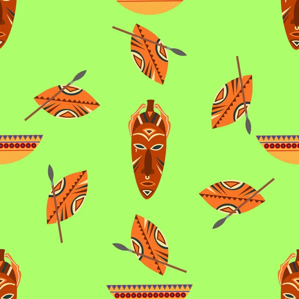 Modèle sans couture ethnique africaine avec des icônes stylisées . — Image vectorielle