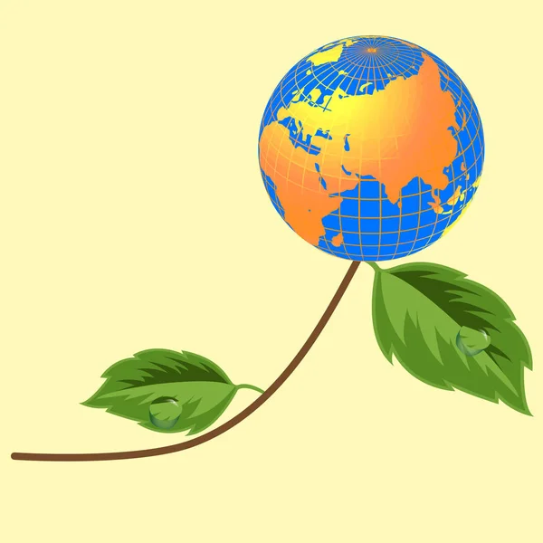 День Земли, Концепция экологии. Зелёные листья планеты Земля — стоковый вектор