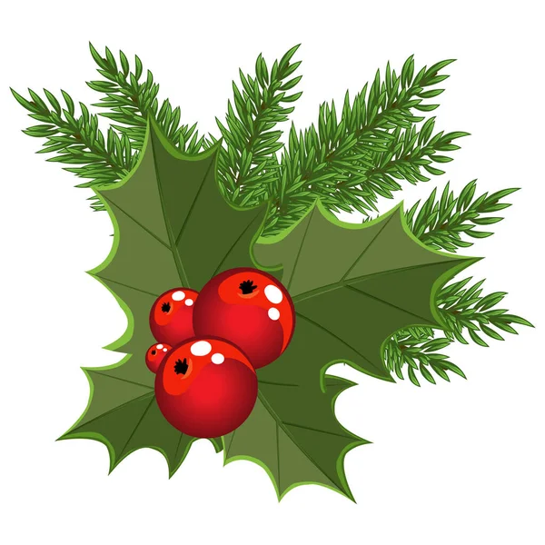 Noel buketi, Noel ve yeni yıl tebrikleri, kırmızı böğürtlen ve Holly yaprakları