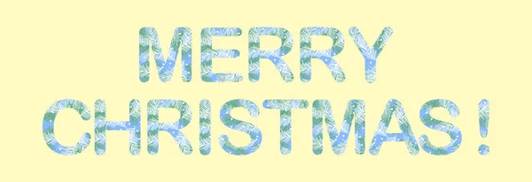 Feliz Navidad texto sobre fondo azul, creado a partir de letras patrón de invierno de ramas de abeto — Vector de stock