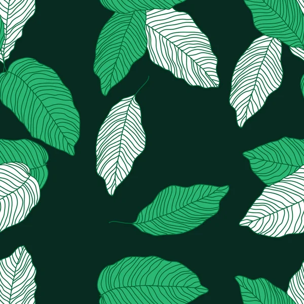Sömlös bakgrund med fantastiska tropiska växter på en ljus bakgrund, tecknad stil — Stock vektor